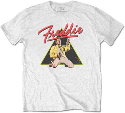 Freddie Mercury Triangle T-Shirt | Wit T-shirt met Unieke Print