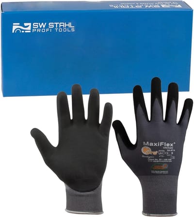 SW-Stahl 11533L Nylon Gebreide Handschoen Nitril/PU Schuim Maat. 11, zwart