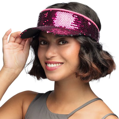 Zonneklep - Zonnehoed - Zonnepet - Met pailletten - Voor dames en heren - Pride - One size - Roze