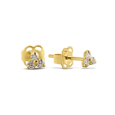New Bling 9NBSAM-G190513 Gouden Oorknopjes met 3 Zirkonia Steentjes 3,4mm - 14 Karaat - Goud