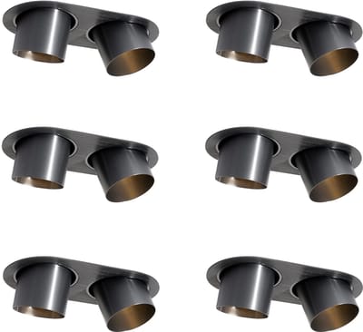 QAZQA installa - Moderne Inbouwspot - 6 stuks - L 23 cm - Gunmetal - Woonkamer | Slaapkamer | Keuken