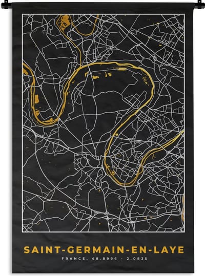 Wandkleed - Wanddoek - Kaart - Plattegrond - Frankrijk - Saint-Germain-en-Laye - Stadskaart - 120x180 cm - Wandtapijt