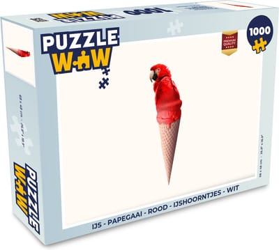 Puzzel IJs - Papegaai - Rood - IJshoorntjes - Wit - Legpuzzel - Puzzel 1000 stukjes volwassenen