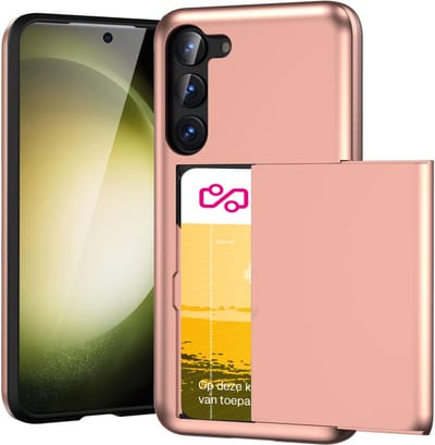 Hoesje geschikt voor Samsung Galaxy S23 met Pasjeshouder - Back Cover SlideCase Roségoud