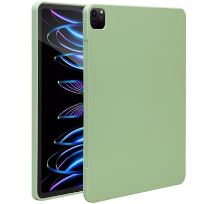 Accezz Tablet Hoes - Geschikt voor Apple iPad Pro 12.9 (2022) / Pro 12.9 (2021) / Pro 12.9 (2020) - Liquid Silicone Backcover met penhouder - Lichtgroen