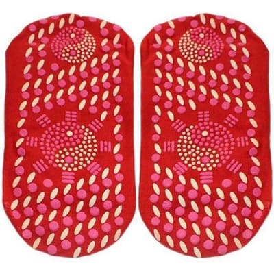 Couverture chauffante,Chaussettes en Tourmaline pour adulte,résistantes à l'usure,thérapie magnétique,auto-chauffag- Rouge[A9907]
