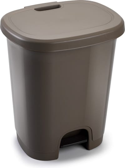 Plasticforte Pedaalemmer - taupe - kunststof - 27L - 45 cm - afvalemmers/vuilnisemmers