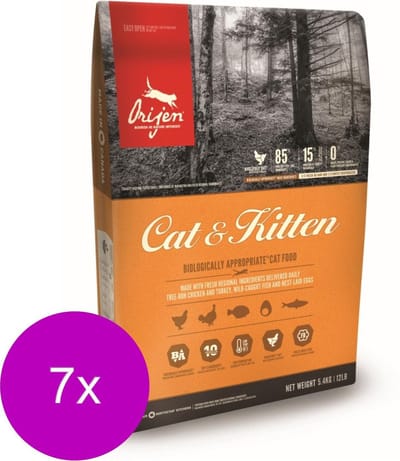 Orijen Whole Prey Cat & Kitten Kip&Kalkoen - Kattenvoer - 7 x 1.8 kg