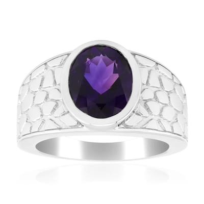 Cavill - Ring met 2,024 ct Uruguay Amethist Ovaal - 925 Sterling Zilver - Brede Designer Zilveren Ring - Duurzame Ring Dames