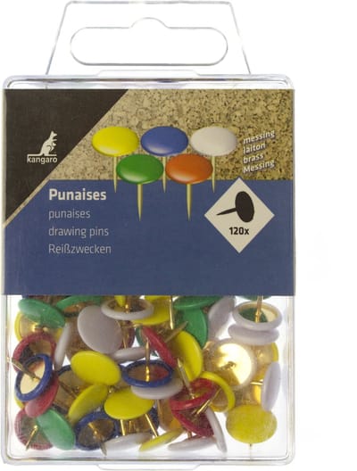 Kanaro punaises - assorti kap - messing - 120 stuks - K-26109