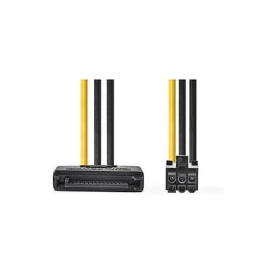 Nedis Interne Voedingskabel - SATA 15-Pins Male - PCI-Express Female - Verguld - 0.20 m - Rond - PVC - Geel / Zwart - Envelop
