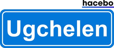 Hacebo - Plaatsnaam Sticker - 29x10 CM - Ugchelen sticker - Verkeersborden sticker - grappige cadeaus - Ugchelen
