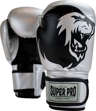 Super Pro Combat Gear Talent (kick)bokshandschoenen Zilver/Zwart 6oz