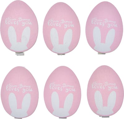 Clayre & Eef Decoratieve Knijpers Ei 3x1x5 cm Roze Hout