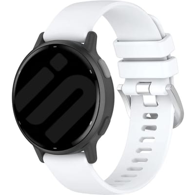 Strap-it Siliconen classic bandje geschikt voor Garmin Vivoactive 6 / 5 / 3 / Vivomove / 3 / HR / Style / Luxe / Sport / Trend / Forerunner 645 / 570 / 245 / 170 / 165 / 70 / 55 / Venu / SQ / SQ2 / 2 Plus / Approach S12 / S40 / S42 / S44 / S50 - Wit