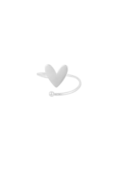 Yehwang - Hartjes Ring - Open Ringetje - Hartje - Zilver - One Size - Stainless Steel - Sieraad - Sieraden - Cadeau - Cadeautip - Moederdag