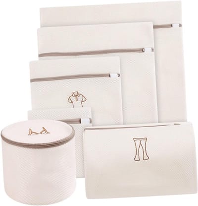 Waszak Set - Kledingbeschermer - Kleding Beschermen - Fijnmazig Gaas - 6 Stuks - Beige