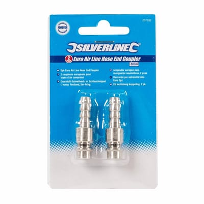 Silverline Luchtslangkoppeling - 8 mm - Bajonet - 2 stuks - Gepolijst - 40 mm lengte