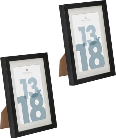Atmosphera fotolijstje voor een foto van 13 x 18 cm - 2x - zwart - foto frame Manu - modern/strak ontwerp