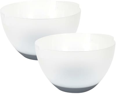 Lily Cook Beslagkom/mengkom - 2x - 3 liter - kunststof - transparant/grijs - schenktuit - handvat - keuken - met antislip bodem