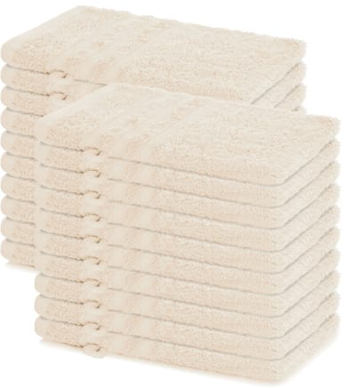 Lavea® Set van 20 washandjes 15x21 cm – 100% katoen – Zacht en absorberend – Ideaál als washandje, gastendoekje of handdoek voor dagelijks gebruik – Crème
