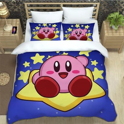 Game K-Kirby Dekbedovertrek Kussensloop Beddengoedset Volwassene Jongen Meisje Slaapkamerdecoratie Kinderen Cadeau Eenpersoons Tweepersoons Groot Formaat 180x210cm