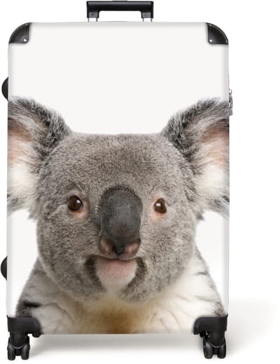 NoBoringSuitcases.com® - Koffer groot - Reiskoffer lichtgewicht - Koala - Close up - Kinderen - Rolkoffer met 4 wielen - Grote trolley XL - 98 liter bagage