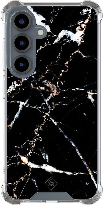 Casimoda® hoesje - Geschikt voor Samsung Galaxy S25 - Marmer Zwart - Shockproof case - Extra sterk - TPU/polycarbonaat - Zwart, Transparant