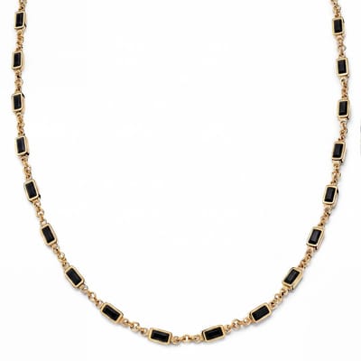 Prism | Goudkleurige ketting met zwarte stenen van kristalglas