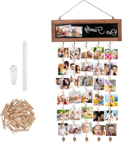 Houten Fotolijst Collage voor Familie met 30 Kleine Clips - Perfect voor Herinneringen en Decoratie