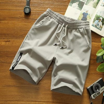 Heren Japanse stijl polyester hardloopsportshorts voor heren Casual zomer elastische taille effen shorts bedrukte kleding M grijs