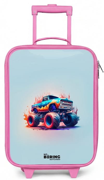 NoBoringSuitcases.com® - Kinderkoffer roze - Kindertrolley meisje - Fierce Wheels - Koffer kind lichtgewicht - Reiskoffer trolley voor kinderen - Koffertje met lichtgevende wieltjes - Rolkoffer