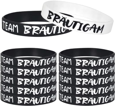 Allecto accessoires - Armbanden vrijgezellenfeest - Cadeautje voor bruidegom - Kleur zwart en wit - Team groom - 12 stuks voor mannen
