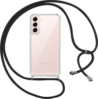 Hoesje met koord - ketting - Draagriem voor Schouder / Nek - touw - Hanger - Schouder tas - Geschikt voor: Samsung Galaxy S22 - transparant
