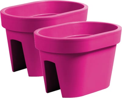 Prosperplast Balkon plantenpot/bloempot - 2x stuks - fuchsia roze - 40 x 27 x 25 cm - 12 liter - kunststof