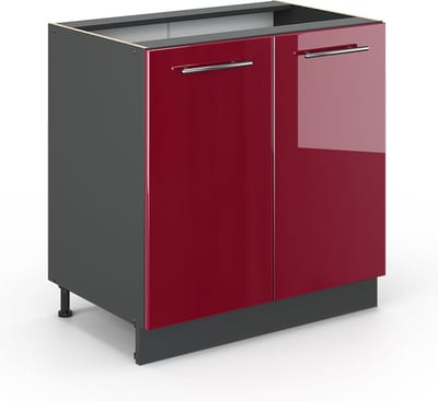 Vicco Keukenonderkast Fame-Line, Bordeauxrode hoogglans/Antraciet, 80 cm zonder werkblad