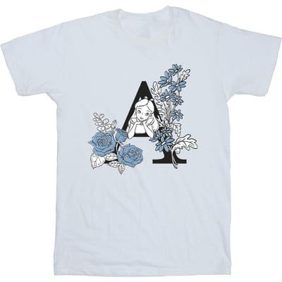 Disney Meisjes Alice In Wonderland Letter A Katoenen T-Shirt (Wit)