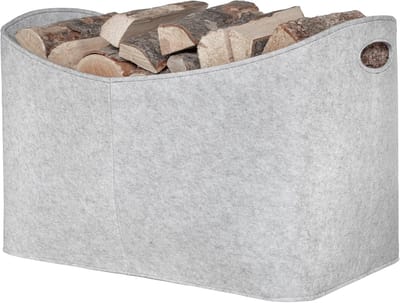 SnelShoppen - Rubberneck XXL Vilt Opbergbasket voor Hout, Kranten - Maat 63 x 40 x 42 cm - Lichtgrijs - Sterk & Handig voor Huiskamer, Tuin, Camping