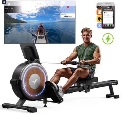 MERACH Elektronische roeitrainers met 16 weerstandsniveaus - Zelfopwekking roeimachine - Stabiel dubbelrails ontwerp - LCD-display - 90% voorgemonteerd - Tablet-houder - MERACH & Kinomap app - Verticale opslag - Belastbaar tot 158 kg - Stille workout