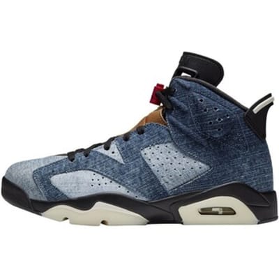 Air Jordan 6 Retro Washed Denim Heren Sneakers Zwart Sail-Varsity-Rood CT5350-401 41