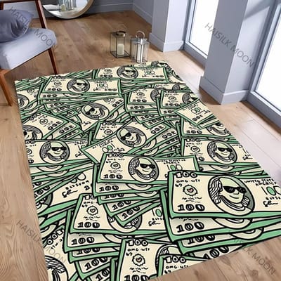 Geld Dollar Thema Tapijt Nieuwe Release! Robuust voor Woonkamers Slaapkamers, Kantoorruimtes, Duurzaam Machinewasbaar Kleed Vakantiecadeau 40x60cm (16x24in)