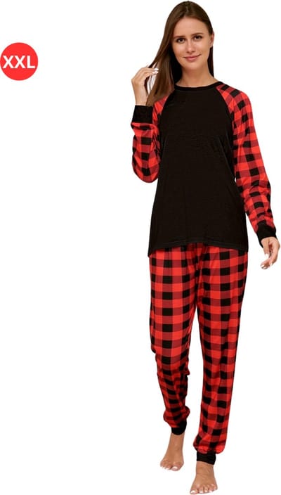 Nivard Kerstpyjama - Kerst Pyjama - Christmas - Dames - Vrouwen - Volwassenen - Set - Broek - Shirt - Zwart - Maat XXL
