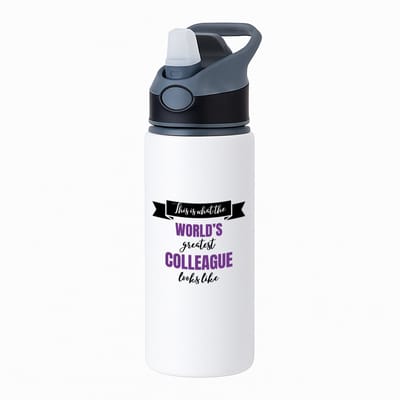 Hacebo® - World's best colleague waterfles met rietje zwart - Collega - beste collega - werk - afscheidscadeau - verjaardagscadeau - water fles - 650ML