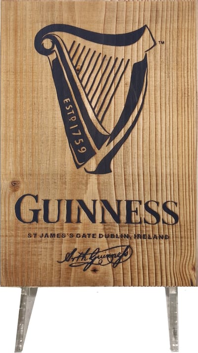 Guinness Reclamebord | Houten bord 14 × 20 cm - Mancave decoratie - Guinness bier