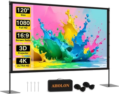 Draagbaar Projectiescherm met Standaard - 120 Inch Buiten en Binnen - 16:9 HD Film Scherm met Koffer