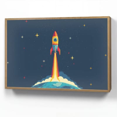 Nachtlampje 100x70 cm - Kinder lamp - Raket - Rookwolken - Ruimte - Tafellamp kinderkamer draadloos - Slaapkamer lampje - Bedlamp kinderen - Kinderlampje - Wandlamp babykamer - Nachtlampjes