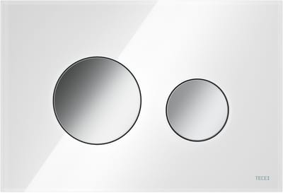 Tece Loop bedieningsplaat voor duospoeltechniek glas wit toetsen glanzend chroom