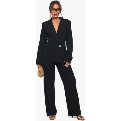 boohoo Dames Linnen Tailored Straight Leg Trouser | Zwart | Maat: 42