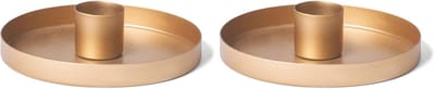 2x kaarsenhouders, ronde metalen kaarsen, diameter 6 cm, gouden matte kaarsenhouder, kaarsenhouder, kaarsenstok, Adventskrans, Scandinavisch chic, kaarsenbord, decoratieve schaal, tafelkaarsen, kerstversiering