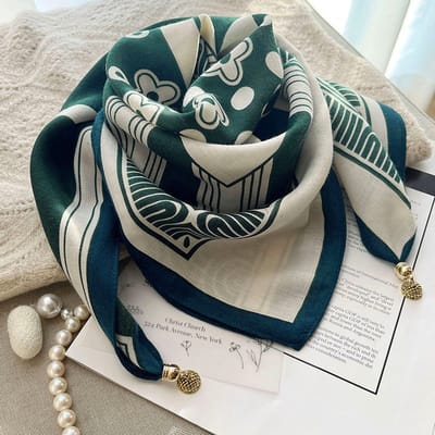 Magnetische sluiting doekjes - 70cm - katoen-linnen halsdoekjes - comfortabele nekwarmer - elegant en veelzijdig te combineren - ook te gebruiken als blouse, sjaal of decoratieve accessoire -Katoen linnen handdoek - Romeins groen